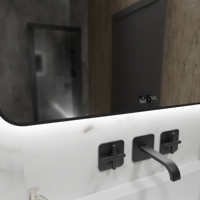 Зеркало для ванной прямоугольное GRYNING 1000х700 OWLM200308 черный пескоструй OWL фото в интернет-магазине Русалия