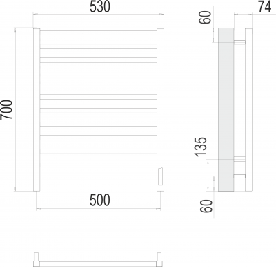Электрический полотенцесушитель Ватикан П9 500х700  4670078526229 Terminus фото в интернет-магазине Русалия
