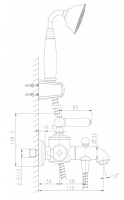 Смеситель для ванны Art золото F675109G-B Bravat фото в интернет-магазине Русалия
