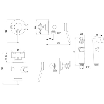 Смеситель Lemark Minima с гигиеническим душем, встраиваемый (LM3819C) фото в интернет-магазине Русалия