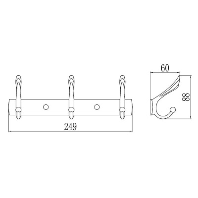 Планка с крючками Savol S-00113B, золото фото в интернет-магазине Русалия