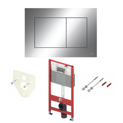 Комплект 4 в 1 инсталляция для подвесного унитаза с хромированной клавишей 9400412 TECE фото в интернет-магазине Русалия