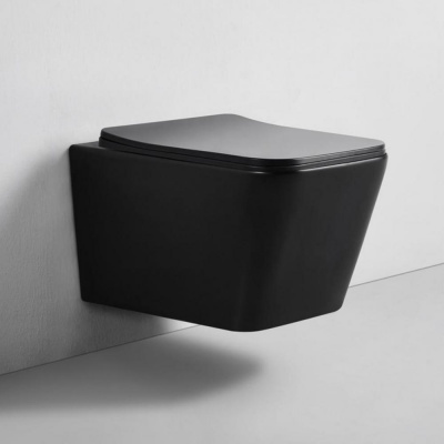 BOND F04-108 Унитаз подвесной безободковый черный с сиденьем с микролифтом фото в интернет-магазине Русалия