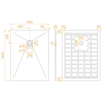 Каменный душевой поддон прямоугольный STONE TRAY-W  900x1200 фото в интернет-магазине Русалия