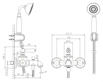 Смеситель для ванны бронза Art F675109U-B Bravat фото в интернет-магазине Русалия