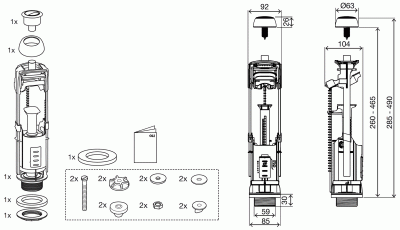 Сливная двухрежимная арматура Atlas 501121 OLI фото в интернет-магазине Русалия
