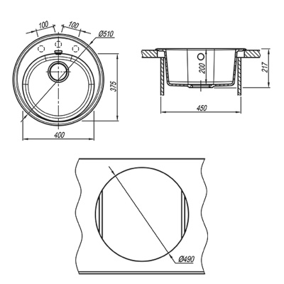 Кухонная мойка Florentina ЛАЦИО 20.290.B0510.302, антрацит фото в интернет-магазине Русалия