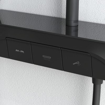 F078F222 Func, душ. система: см-ль-полка д/душа с ТМС: душ.штанга, верхн. душ квадр., ручн.душ, черн фото в интернет-магазине Русалия