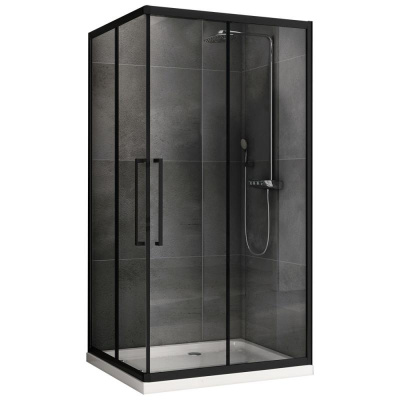 Душевой уголок ABBER Schwarzer Diamant AG02128BH 80х120 прямоугольный, профиль черный, прозрачное стекло фото в интернет-магазине Русалия