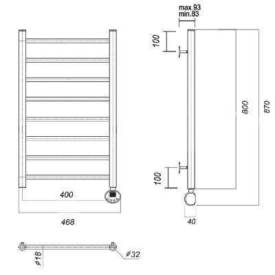 Электрический полотенцесушитель Медея П8 400x800 ER , золото глянец Domoterm фото в интернет-магазине Русалия