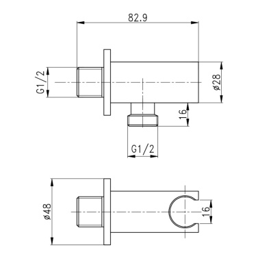 Штуцер с держателем ручного душа CEZARES CZR-AI12-01 фото в интернет-магазине Русалия