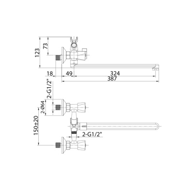 Смеситель для ванны с длинным изливом Milardo Tring (TRISBL2M10) фото в интернет-магазине Русалия