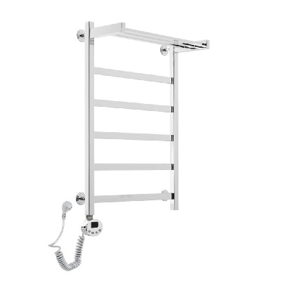 Электрический полотенцесушитель Квадро Плюс с полкой П6 500х800 EL, хром Domoterm фото в интернет-магазине Русалия