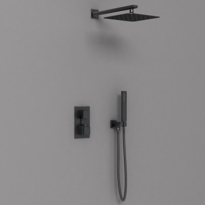 Душевой комплект VSFW-102TMB термостатический встраиваемый, двухрежимный, черный Vincea фото в интернет-магазине Русалия