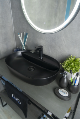 Раковина накладная овальная черная матовая Bm1346 GID фото в интернет-магазине Русалия