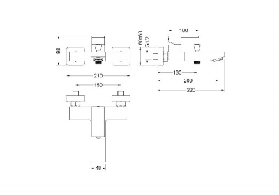 Смеситель для ванны AQUATEK AQ1640CR ЛИБРА фото в интернет-магазине Русалия