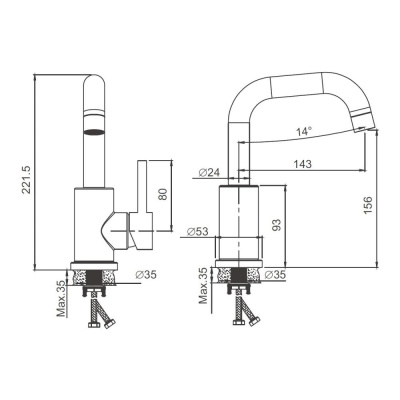 Смеситель для раковины BELZ B10809-1, сатин фото в интернет-магазине Русалия