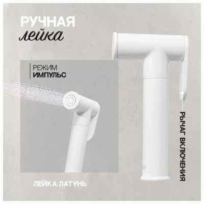 Гигиенический душ со смесителем встраиваемый Hansberge H3099WW, белый фото в интернет-магазине Русалия