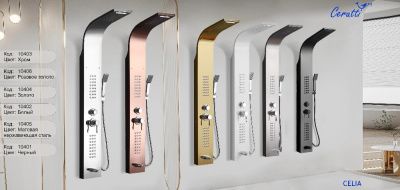 Панель CELIA B душевая из нержавеющей стали Ceruttispa CT10401, цвет черный фото в интернет-магазине Русалия