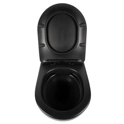 BOND F01-108 Унитаз подвесной безободковый черный с сиденьем с микролифтом фото в интернет-магазине Русалия