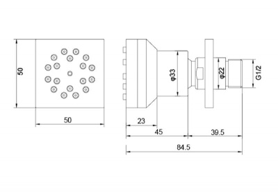 Боковая форсунка 50*50 AQUATEK, матовый черный AQ2098MB фото в интернет-магазине Русалия