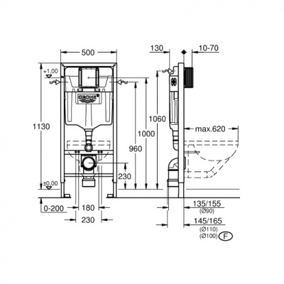 Инсталляция для подвесного унитаза 3 в 1 Grohe Solido 38811000 фото в интернет-магазине Русалия