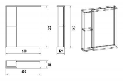 Зеркальный шкаф Кедр 60 левый П-Кед04060-011Л Misty фото в интернет-магазине Русалия
