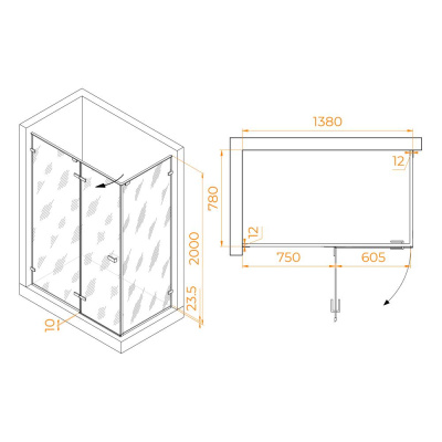 Душевой уголок RGW SV-040Gr 1400x800, профиль серый, стекло матовое-сатинат фото в интернет-магазине Русалия