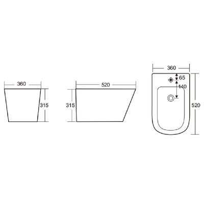 BURGOS BIDE Биде подвесное белое с отверстием под смеситель, IBERICA BLANCA фото в интернет-магазине Русалия
