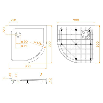 Душевой поддон с сифоном RGW SMC/R-C 800x800 фото в интернет-магазине Русалия