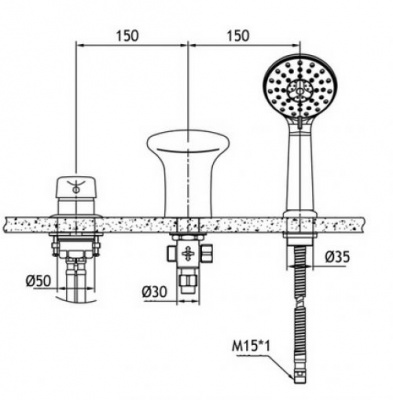 Встраиваемый смеситель на борт ванны Cobra F5140197CP-1-RUS Bravat фото в интернет-магазине Русалия