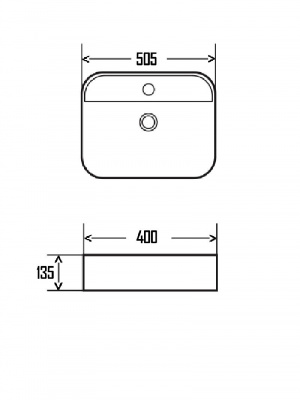 AQM5001 Раковина настольная с отверстием под смеситель. 505x400x135 фото в интернет-магазине Русалия