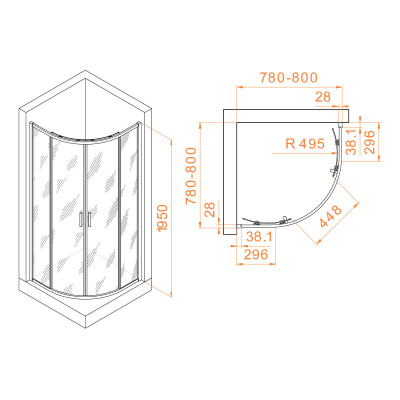 Душевой уголок RGW PA-52 80х80, стекло - прозрачное, профиль хром фото в интернет-магазине Русалия