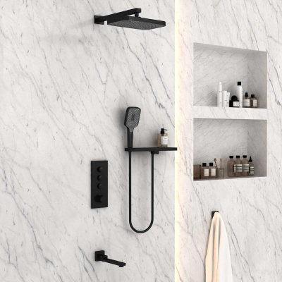 Душевой комплект VSFW-431T1RMB встраиваемый, термостатический, 3 режима, черный Vincea фото в интернет-магазине Русалия