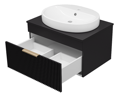 Тумба Enfida 70 подвесная (черная) с раковиной Ekokerama Doppia 65 Brevita фото в интернет-магазине Русалия