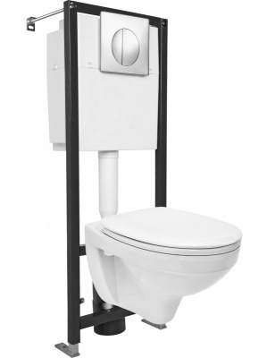 Комплект Delfi Black подвесной унитаз + инсталляция + кнопка S-SET-DEL/Black/TPL/Cg-w Cersanit фото в интернет-магазине Русалия