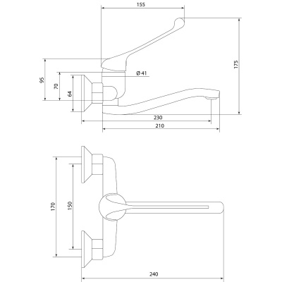 Смеситель Славен для кухни настенный локтевой Хирург Х (СЛ-ОД-Х24) фото в интернет-магазине Русалия