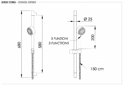Душевая стойка с ручным душем и шлангом Remer 315R319MO фото в интернет-магазине Русалия