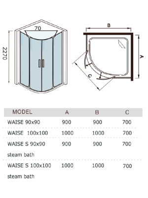 Душевая кабина WW WAISE 90/90 90*90*227 10000001665 WeltWasser фото в интернет-магазине Русалия