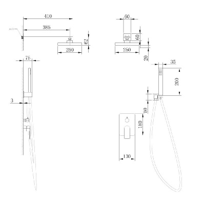 Душевая система ABBER Weiss Insel AF8018 скрытого монтажа без излива, хром фото в интернет-магазине Русалия