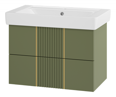 Тумба Vega 80 подвесная (зеленая) с раковиной Dreja Q 80 Brevita фото в интернет-магазине Русалия