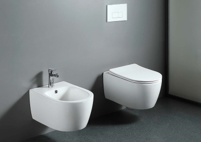 Унитаз подвесной безободковый Европа AQ1106L-00 с сиденьем микролифт Aquatek фото в интернет-магазине Русалия