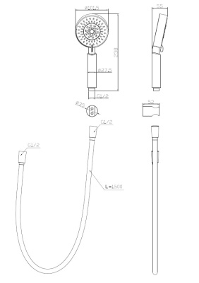 Ручной душ со шлангом и держателем  BB-DFS-5-CRM  Belbagno фото в интернет-магазине Русалия
