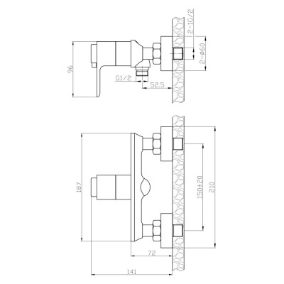 Смеситель для душа термостатический Rossinka (RS50-41) фото в интернет-магазине Русалия