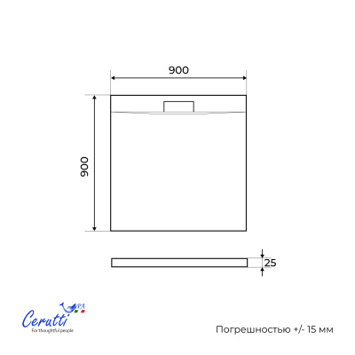 Душевой поддон Ceruttispa Q9090USW из искусственного камня (90х90x25) фото в интернет-магазине Русалия