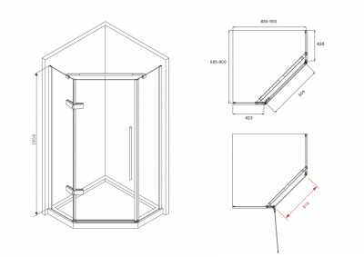 Душевой уголок ABBER Ewiges Wasser AG05090M 90х90 трапеция, профиль хром, матовое стекло фото в интернет-магазине Русалия