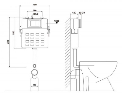 Встраиваемый бачок ABBER AC0104 для приставного унитаза фото в интернет-магазине Русалия