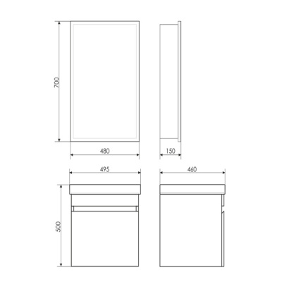 COMFORTY. Зеркало-шкаф "Диана-50" белый глянец фото в интернет-магазине Русалия