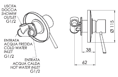 Смеситель для душа Remer Minimal N30 фото в интернет-магазине Русалия