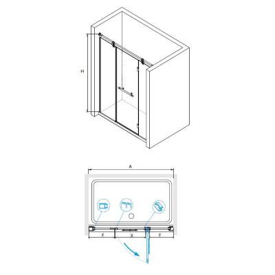 Душевая дверь RGW VI-02 1300, стекло прозрачное, профиль белый-золото фото в интернет-магазине Русалия